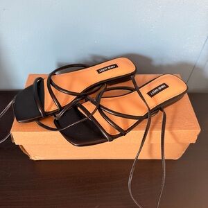 Nine West strappy black lace up square toe sandals